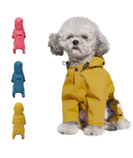 Cosibell Waterproof Puppy Dog Raincoats with Hood for Small Medium Dogs,Poncho with Reflective Strap, Lightweight Jacket with Leash Hole(XL, Yellow)