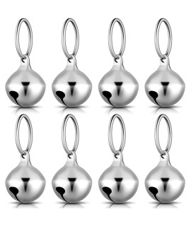 8 Pieces Pet Bells Hanging Ring Bells Decoration Pet Tracker DIY crafts Accessories for Pets Daily Use (Silver), 8 count (Pack of 1)