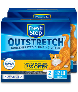 Fresh Step Outstretch Advanced Concentrated Clumping Litter With Febreeze Freshness, Lasts 50% Longer, Activated Carbon, 16 Lb (Pack Of 2)