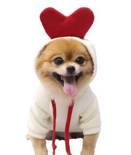 XIAOYU Pet Clothes Dog Hoodies Warm Sweatshirt Coat Puppy Autumn Winter Apparel Jumpsuit with Love Hood, Love, L