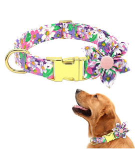 girl Dog collar with Flower, Adjustable cute Dog collar, Soft Durable Floral Dog collar for Small Medium Large Dogs, Sturdy Dog collar with Safety Metal Buckle, Fit Necks 115-245AA DALUZ