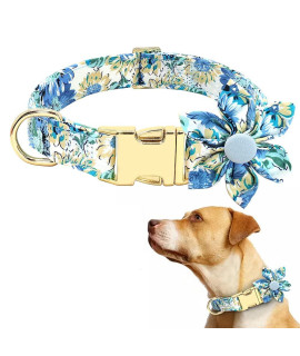 girl Dog collar with Flower, Adjustable cute Dog collar, Soft Durable Floral Dog collar for Small Medium Large Dogs, Sturdy Dog collar with Safety Metal Buckle, Fit Necks 115-245AA DALUZ