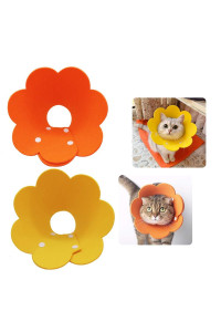 Adjustable Cat Recovery Collar - Cute Flower Neck Cat Cones After Surgery, Set of 2 Cat E Collar, Surgery Recovery Elizabethan Collars for Kitten and Cats S Size (2 pcs)