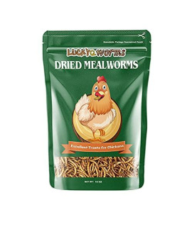 LuckyQworms Mealworms, High-Protein Dried Mealworms for Birds, chickens, Turtles, Fish, Hamsters and Hedgehogs, Non-gMO and chemical Free, All Natural Animal Feed (10oz)