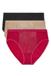 Warners womens Blissful Benefits Tummy Smoothing Hi-cut Panty Underwear, Vivacious Toasted Almond Black, Medium US