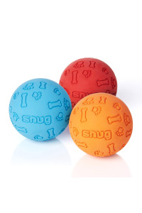 Snug Rubber Dog Balls for Small and Medium Dogs - Tennis Ball Size - Virtually Indestructible (3 Pack - classic)