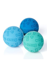 Snug Rubber Dog Balls for Small and Medium Dogs - Tennis Ball Size - Virtually Indestructible (3 Pack - Cool)