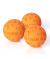 Snug Rubber Dog Balls for Small and Medium Dogs - Tennis Ball Size - Virtually Indestructible (3 Pack - Orange)