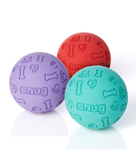 Snug Rubber Dog Balls for Small and Medium Dogs - Tennis Ball Size - Virtually Indestructible (3 Pack - Fresh)