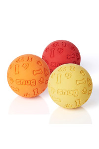 Snug Rubber Dog Balls for Small and Medium Dogs - Tennis Ball Size - Virtually Indestructible (3 Pack - Hot)