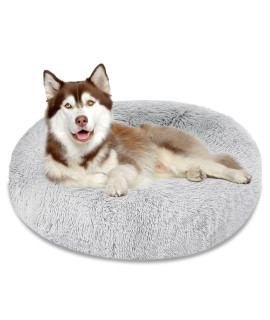 Calming Dog Bed Cat Bed Donut Cuddler, Anti Anxiety Dog Bed for Small Medium Large Dogs Cats, Machine Washable Round Warm Bed, Faux Fur Pet Bed, Waterproof Non-Slip Bottom (23/30/36)