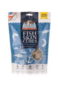SKIPPERS Fish Skin Jerky cubes - gently Air Dried Dog Treats, Healthy & Natural Treat for Dogs, Hypoallergenic grain Free, High in Protein & Low Fat great for Teeth (cube Size Extra Small, 9Oz)