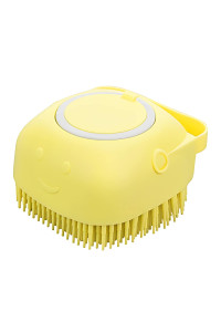 Molain Dog Cat Bath Brush Comb Silicone Rubber Dog Grooming Brush Silicone Puppy Massage Brush Hair Fur Grooming Cleaning Brush Soft Shampoo Dispenser (yellow)