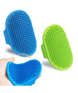 2 Pcs Dog Grooming Brush, Pet Shampoo Bath Brush Soothing Massage Rubber Comb,Adjustable Ring Handle, Suitable for Long Short Haired Pet.