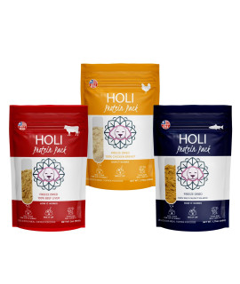 HOLI Wild Caught Salmon, Beef, and Chicken Dog Food Toppers - Made in USA - Human-Grade Freeze Dried Dog Food Mix in - Grain Free, Gluten Free - 100% All Natural