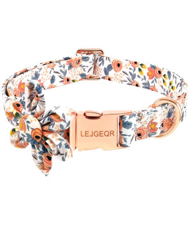 LEJGEQR Floral Girl Dog Collar,Cotton Dog Collars for Dogs Female Dog Collar with Flower Fall Cute Dog Collars with Quick Release Buckle Puppy Collars Pet Dog Collar for Small Medium Large Dogs