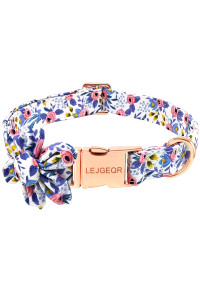 LEJGEQR Floral Girl Dog Collar,Cotton Dog Collars for Dogs Female Dog Collar with Flower Fall Cute Dog Collars with Quick Release Buckle Puppy Collars Pet Dog Collar for Small Medium Large Dogs