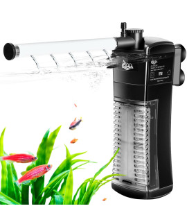 AQQA Aquarium Internal Filter, Submersible Power Filter in-Tank with Adjustable Water Flow, Ultra Silent Biochemical Sponge Filtration for Fish Tank Water Clean