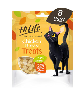 HILIFE Its only Natural cat Treats - 100% chicken Breast, 100% Natural grain Free, 8 Bags x 30g