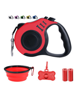 Retractable Dog Leash for X-Small/Small/Medium, 10ft (for Dogs Up to 22lbs), with 1 Free Portable Silicone Dog Bowl + 1 Waste Bag Dispenser + 5 Waste Bag