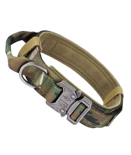 Tactical Dog Collar, Premium Nylon Adjustable Dog Collars with Handle Heavy Duty Metal Reinforce Buckle D Ring Soft Cotton Pad Military Training Collar for Small Medium Large Dogs