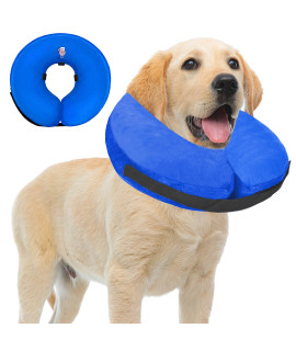 Soft Dog Cone Collar for Large Medium Small Dogs and Cats After Surgery, Inflatable Dog Neck Donut Collar,Inflatable Cat Cone Collar,E-Collar for Dogs Recovery, Dog Cones Alternative (Large, Blue)