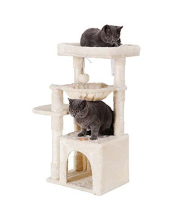 Heybly Cat Tree Cat Tower Condo with Sisal-Covered Scratching Posts and Cooling mat for Kitten Smoky Gray HCT001SG
