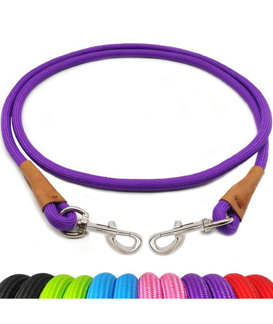 YUCFOREN 6 Foot Dog Tie Out Rope Leash, Heavy Duty Climbing Nylon Basic Leash for Camping, Indoor, Outdoor and Front Yard Purple