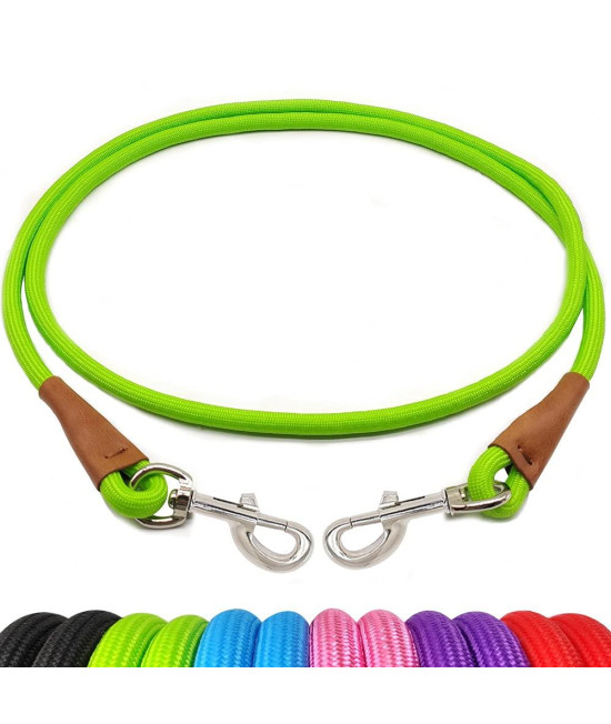 YUCFOREN 6 Foot Dog Tie Out Rope Leash, Heavy Duty Climbing Nylon Basic Leash for Camping, Indoor, Outdoor and Front Yard Green