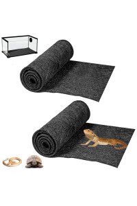 HERCOCCI 2 Pack Reptile Carpet, 39?? x 20?? Terrarium Bedding Substrate Liner Reptile Cage Mat Tank Accessories for Bearded Dragon Lizard Tortoise Leopard Gecko Snake (Grey)