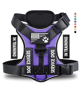 Demigreat Service Dog Harness, Reflective Dog Vest Harness with 5 PCS Patches, Adjustable Soft Oxford Pet Harness, Inner Layer Mesh, Easy to Control for Dogs