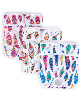 RimiMore Washable Female Dog Diapers(3 Pack), Reusable Doggie Diaper Wraps for Female Dogs Small, Super-Absorbent and Comfortable Pet Diapers for Girl Dog in Period Heat XS