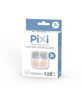 catit PIXI cat Drinking Fountain Filter, Replacement Triple Action Water Filter, 3-Pack,White
