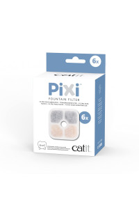 catit PIXI cat Drinking Fountain Filter, Replacement Triple Action Water Filter, 6-Pack, White