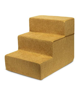 Best Pet Supplies Foldable Foam Pet Steps for Small Dogs and Cats, Portable Ramp Stairs for Couch, Sofa, and High Bed Climbing, Non-Slip Balanced Indoor Step Support, Paw Safe - Mustard, 3-Step