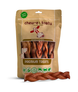 Chew-e & Tasty Premium Grade 6 Braided Bully Sticks Dog Treats Single Ingredient & Longer Lasting High Protein 100% All Natural Free-Range Odor Free Grass-Fed Dental Beef Dog Chews