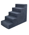Best Pet Supplies Dog Stairs for Small Dogs & Cats, Foam Pet Steps Portable Ramp for Couch Sofa and High Bed Non-Slip Balanced Indoor Step Support, Paw Safe No Assembly - Dark Gray Linen, 5-Step