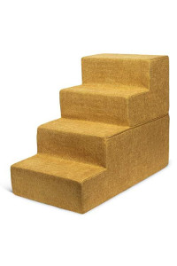 Best Pet Supplies Foldable Foam Pet Steps for Small Dogs and Cats, Portable Ramp Stairs for Couch, Sofa, and High Bed Climbing, Non-Slip Balanced Indoor Step Support, Paw Safe - Mustard, 4-Step