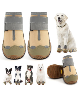 Dog Shoes for Large Dogs, Medium Dog Boots & Paw Protectors for Hardwood Floors, Outdoor Dog Booties for Hot Pavement Winter Snow Hiking, Waterproof Dog Shoes with Reflective Strips Size 7