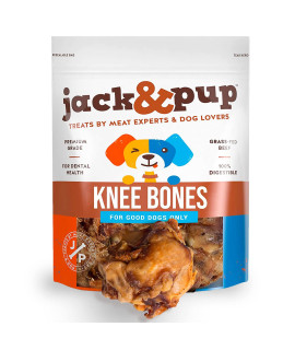JackPup Beef Meat Bones for Dogs Long Lasting, Premium Beef Knee caps for Dogs - Huge Dog chew Bones for Large Dogs and Medium Dogs, Savory All Natural Dog chews for Aggressive chewers (5 Pack)