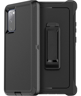 case for Samsung galaxy S20 FE 5g (2020) Heavy Duty Shockproof Drop-Proof Triple Layer Defense cover 65A (Black with Belt clip), Black