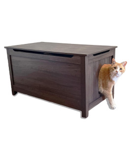 Parker Designer Catbox Cat Litter Box Enclosure, Hidden, Dog-Proof Pet Furniture with Cover, Elegant, Covered, Odor Contained for Large Cats, Cat Litter Box Furniture with Lid, Cat Litter Boxes, Oak