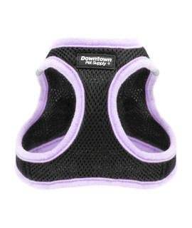 Downtown Pet Supply Step in Dog Harness for Small Dogs No Pull, Large, Black w/Purple Trim - Adjustable Harness with Padded Mesh Fabric and Reflective Trim - Buckle Strap Harness for Dogs