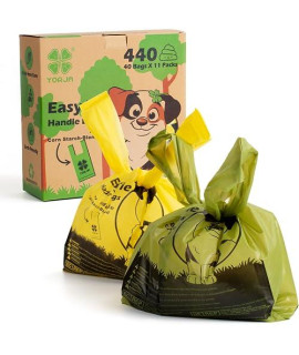 YORJA Tie Handles Dog Poop Bags, 440 Pet Waste Bags, Thick and Strong 100% Leak-Proof Easy Tie Up Doggy Bags