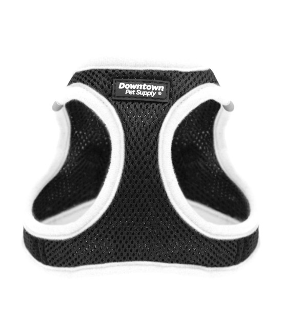 Downtown Pet Supply Step in Dog Harness No Pull, XX-Large, Black w/White Trim - Adjustable Harness with Padded Mesh Fabric and Reflective Trim - Buckle Strap Harness for Dogs