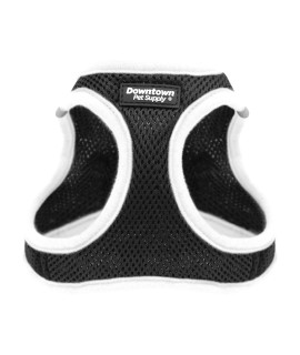 Downtown Pet Supply Step in Dog Harness No Pull, X-Large, Black w/White Trim - Adjustable Harness with Padded Mesh Fabric and Reflective Trim - Buckle Strap Harness for Dogs