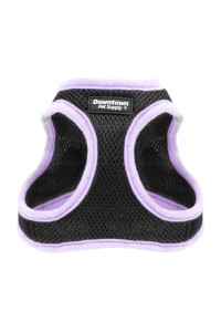 Downtown Pet Supply Step in Dog Harness for Small Dogs No Pull, X-Small, Black w/Purple Trim - Adjustable Harness with Padded Mesh Fabric and Reflective Trim - Buckle Strap Harness for Dogs
