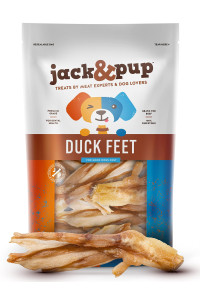 Jack&Pup Duck Feet Dog Chew Dog Treats for Medium Dogs and Small Dogs All Natural, Single Ingredient Dehydrated Duck Feet (20 Count)