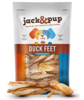 Jack&Pup Duck Feet Dog Chew Dog Treats for Medium Dogs and Small Dogs All Natural, Single Ingredient Dehydrated Duck Feet (20 Count)