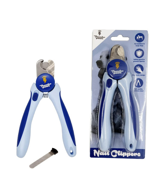 Thunderpaws Professional-grade Nail clippers for Dogs Nail Trimmer for Dogs with Safety guard and Nail File - Nail clippers for Large Dogs - Dog Nail clipper&Dog Toenail clippers (Medium-Large, Blue)
